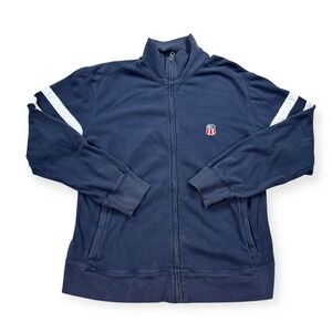 Polo Jeans Co Ralph Lauren Track Jacket Men's Large Navy Blue Fleece Cotton Y2K